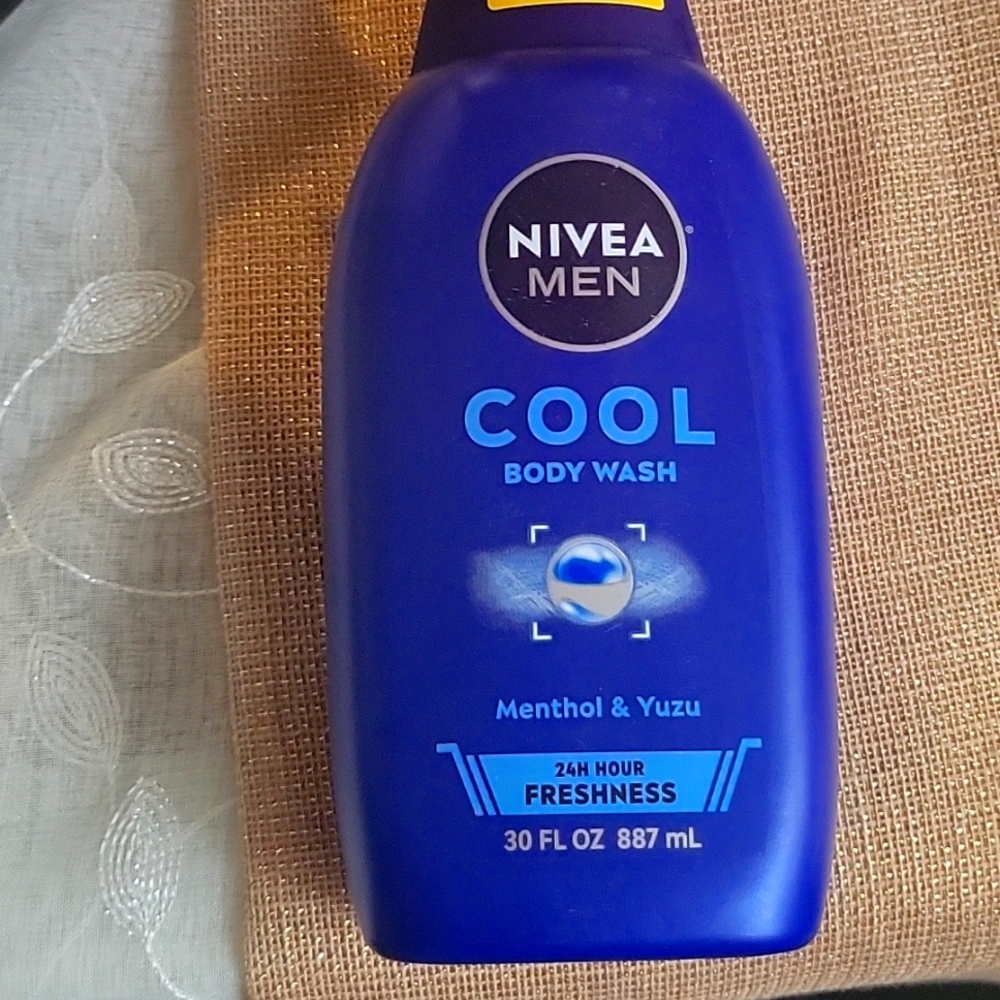 Nivea Men Cool body wash.  30 fl oz 24H freshness, Menthol & Yuzu